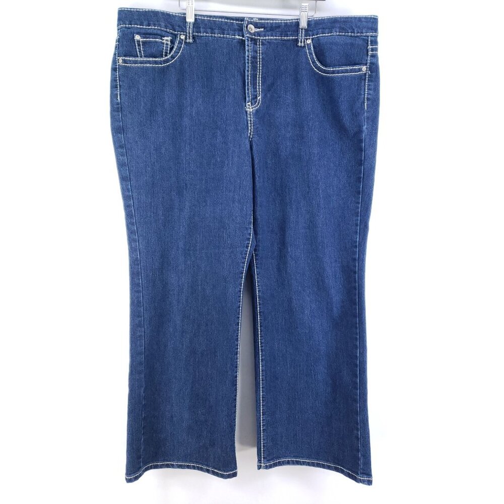 Nine West Womens Wide Leg Denim Jeans Size 24W Stretch Cotton Blend Blue